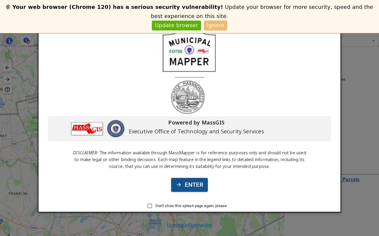 Walpole neighbor search MassMapper parcel viewer